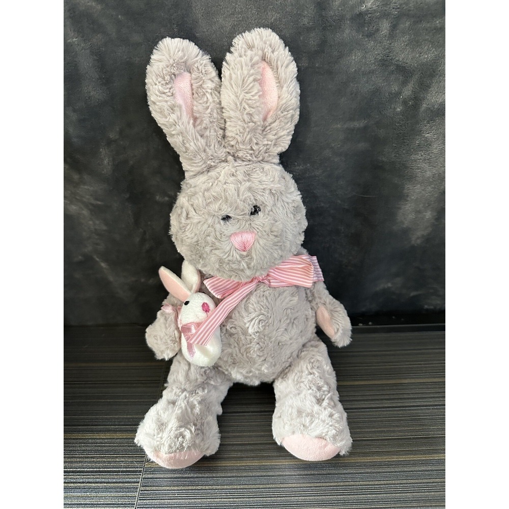 Hobby Lobby Plush Gray Bunny‎ Rabbit & White Baby Easter Grey Stuffed Animal